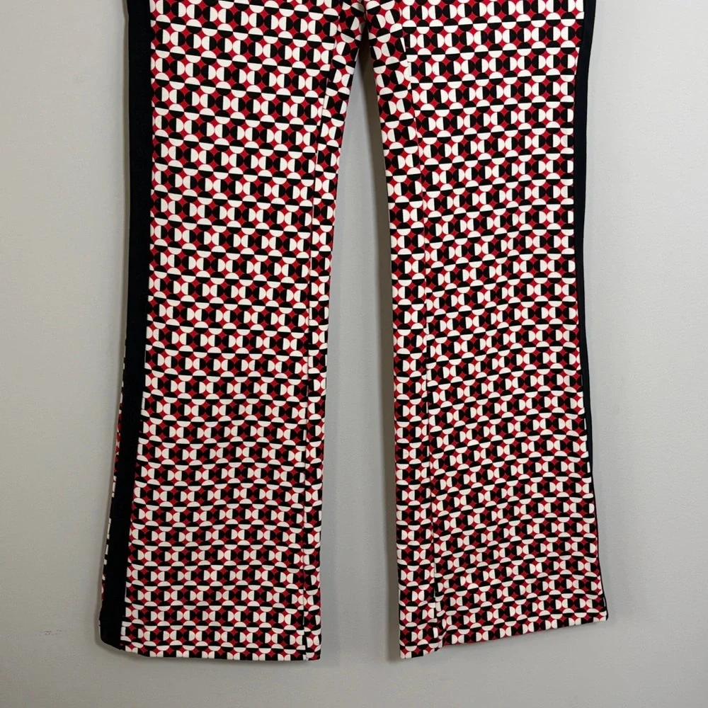 Anthropologie Maeve The Margot Kick Flare Pants Red Geometric Pull On Sz XS - Picture 7 of 15